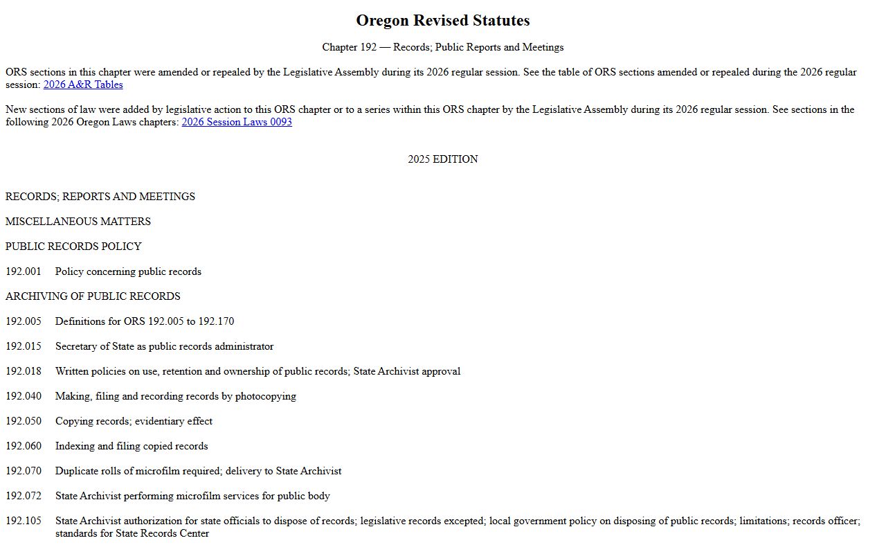Washington County Circuit Court Records Department Oregon public records law