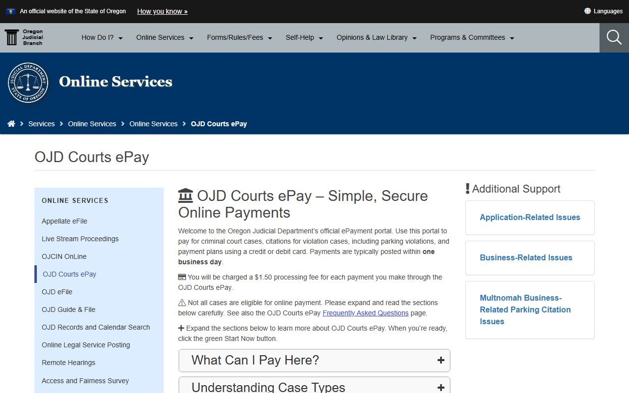 Washington County court records OJD ePay service