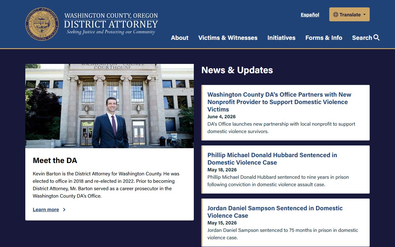 Washington County criminal court records District Attorney office