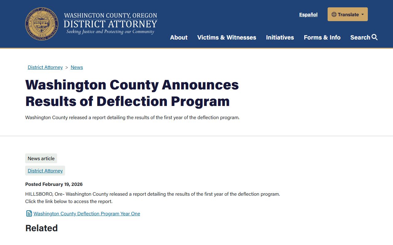 Washington County Circuit Court records deflection program news