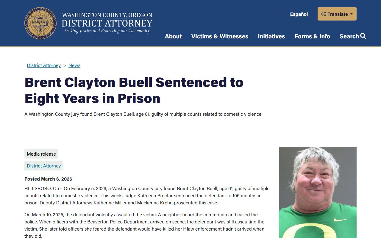 Washington County Circuit Court records DA sentencing news