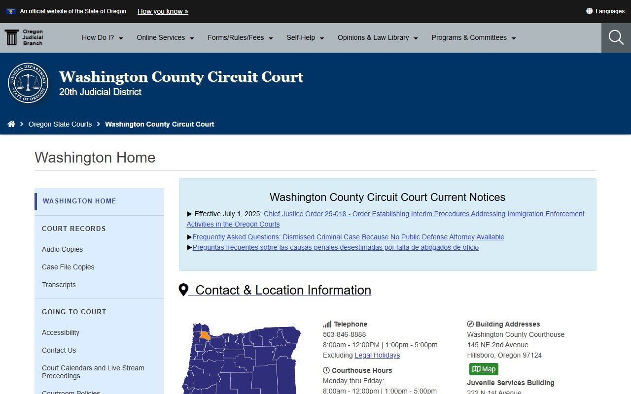 Washington County Court records circuit court homepage