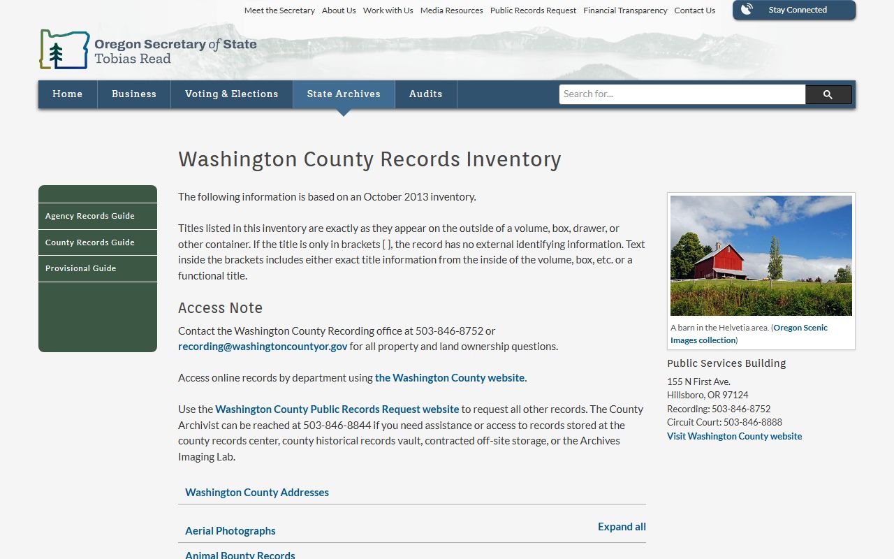 Washington County probate records historical inventory