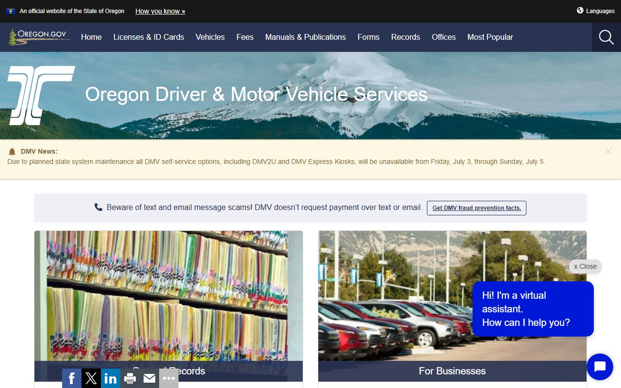 Washington County traffic court records Oregon DMV records home